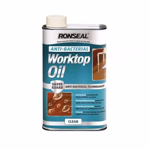 Ronseal Anti-Bacterial Worktop Oil, 1 l, Transparent, Food Safe and Water Repellent