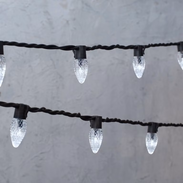 Lights4fun Plus Connectable Warm White LED C9 Fairy Lights with Black Cable, 185m