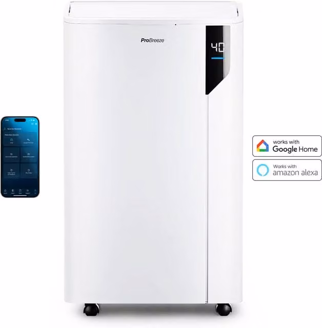 Pro Breeze 25L Premium Dehumidifier with Smart App Control and Laundry Mode, White