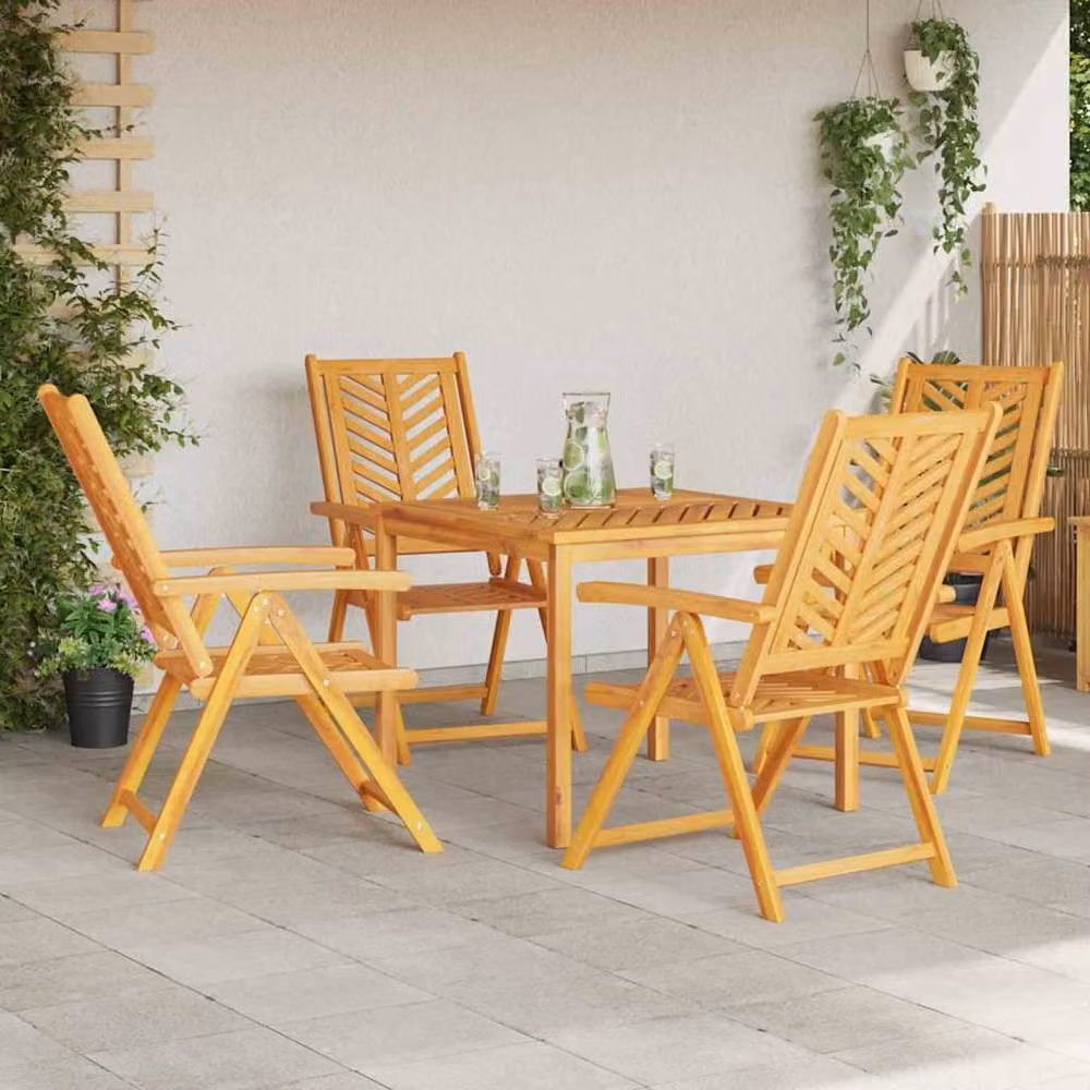 Berkfield Home 5 Piece Garden Dining Set in Brown Oiled Solid Acacia Wood – 3