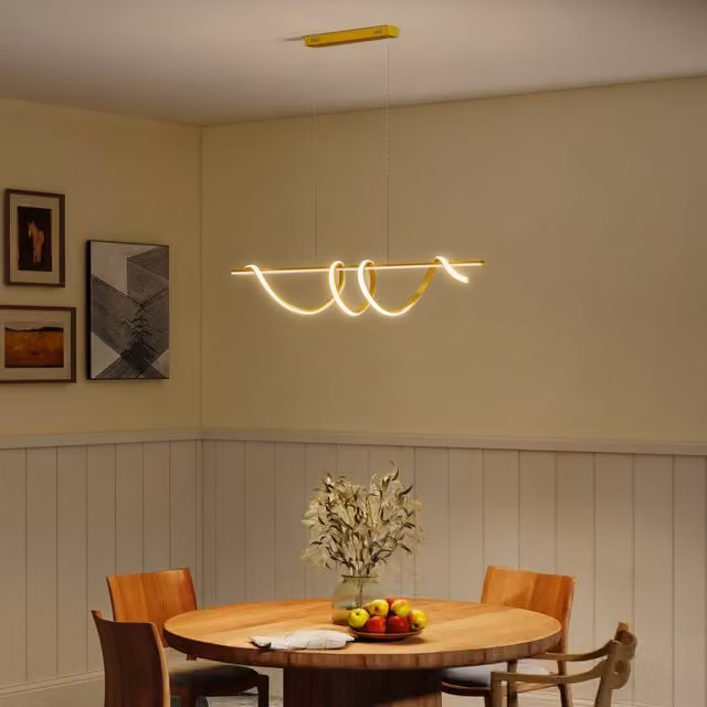 HOMCOM Modern Gold Pendant Light with 3 Colour Temperatures