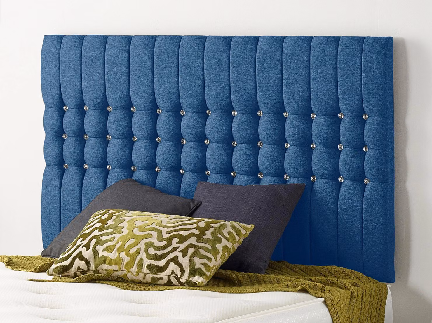 Somnior Galaxy Small Double Divan Bed Base with 4 Drawers and Chesterfield Headboard in Navy Blue Fabric, W/D/H: 120 x 200 cm – 2