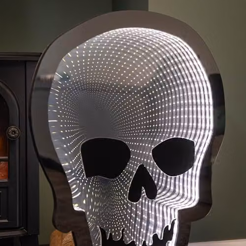 Samuel ALEXANDER White Light Up Halloween Skull Infinity Decoration with Warm White LEDs, Height: 60 cm – 4
