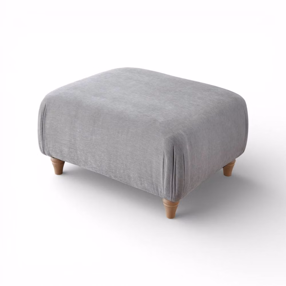 The Great Sofa Company Ezra Textured Velvet Footstool in Light Grey – 2