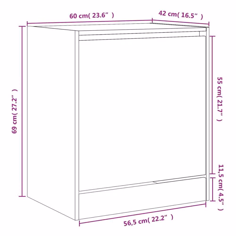 Berkfield Home Modern Grey Shoe Cabinet with Tilting Compartments, W/D/H: 60 x 42 x 69 cm – 3