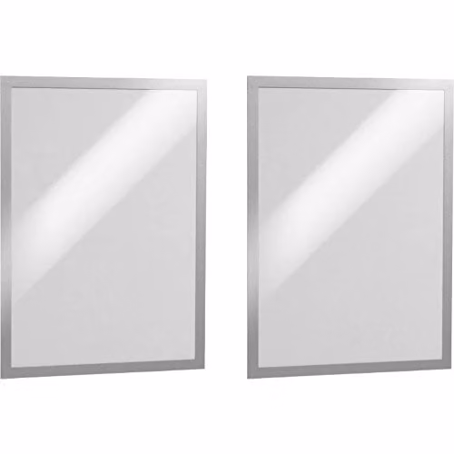 Durable DURAFRAME Self-Adhesive Magnetic Signage Frames, A3, Silver, Pack of 2