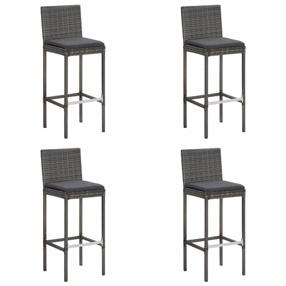 Berkfield Home 5 Piece Grey Poly Rattan Garden Bar Set with Cushions