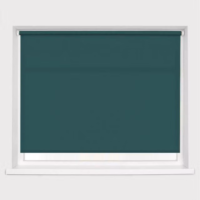 Caecus Semi-Transparent Petrol Textile Roller Blind with Chain, Width: 120 cm