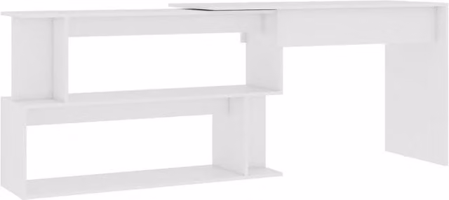 Berkfield Home Modern White Corner Desk in Engineered Wood W/D/H: 200 x 50 x 76 cm