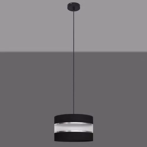 Netlighting Helen Cylindrical Pendant Ceiling Light in Black and Silver, Diameter: 25 cm – 2