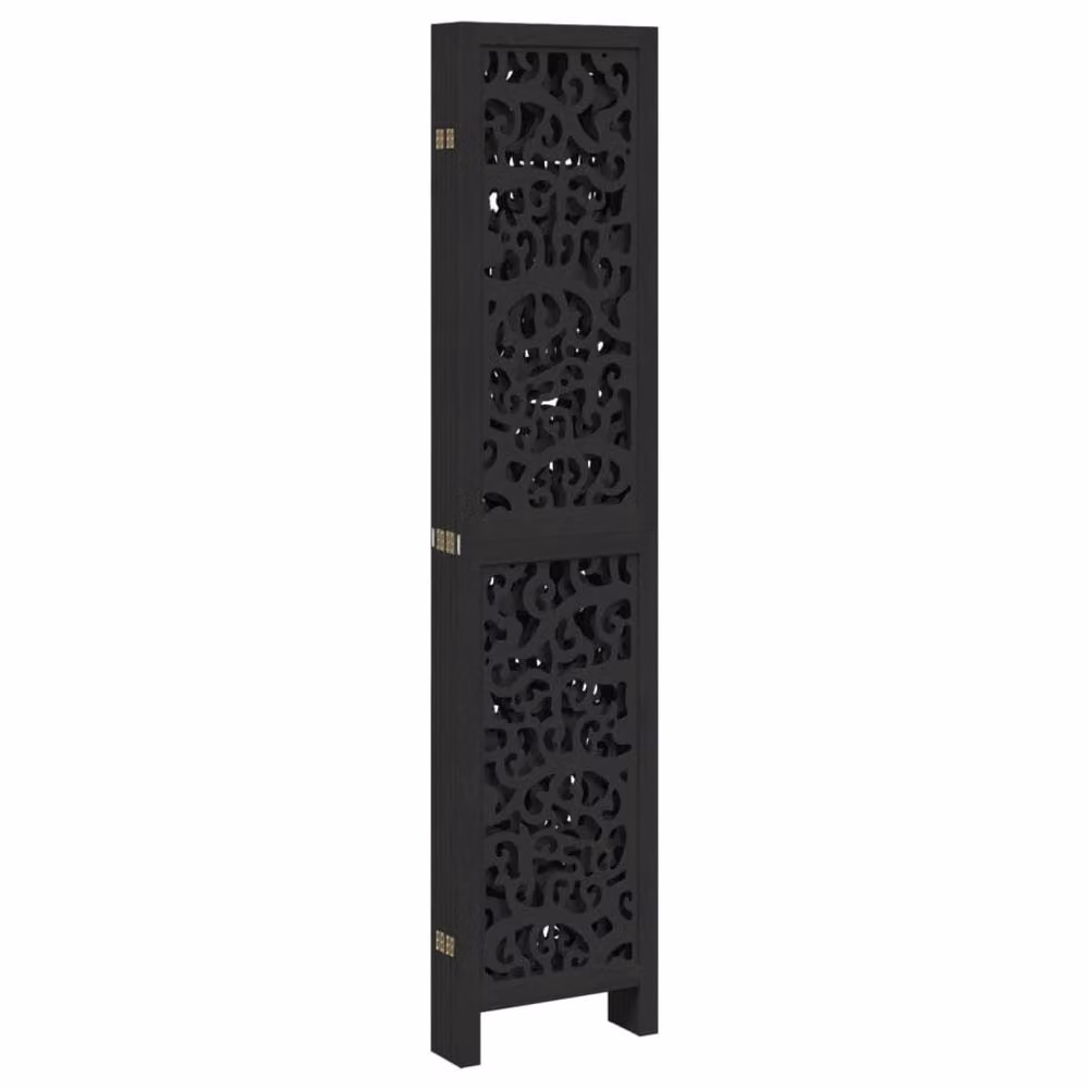 Berkfield Home 6-Panel Room Divider in Black Solid Paulownia Wood, H 215 cm x W 180 cm – 5