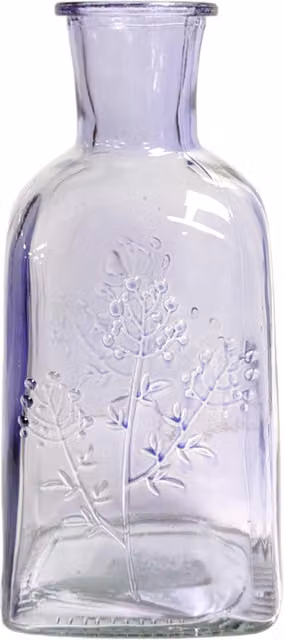 Kingsbury Gifts Purple and Green Embossed Floral Glass Tabletop Vase