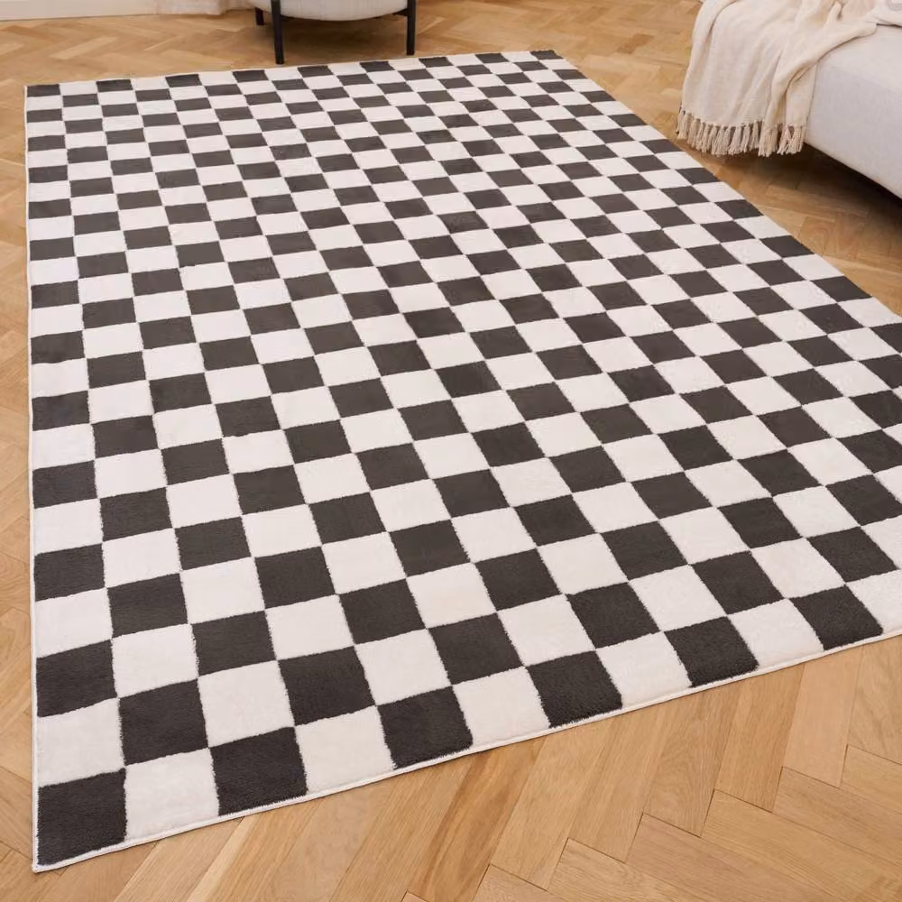 THE RUGS Loft Checkered Soft Pile Area Rug, Grey, W/D/H: 120 x 170 cm – 2