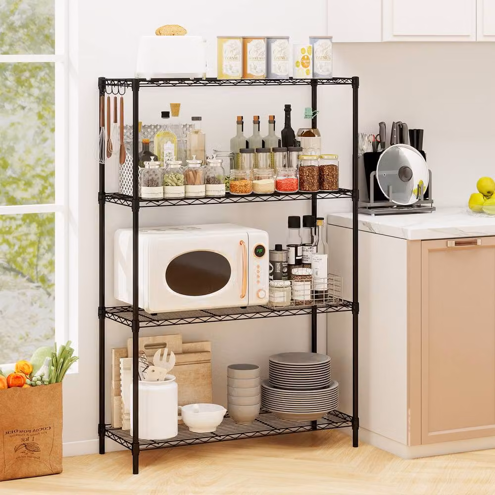 Gymax 4-Tier Adjustable Metal Wire Shelving Unit in Black – 6