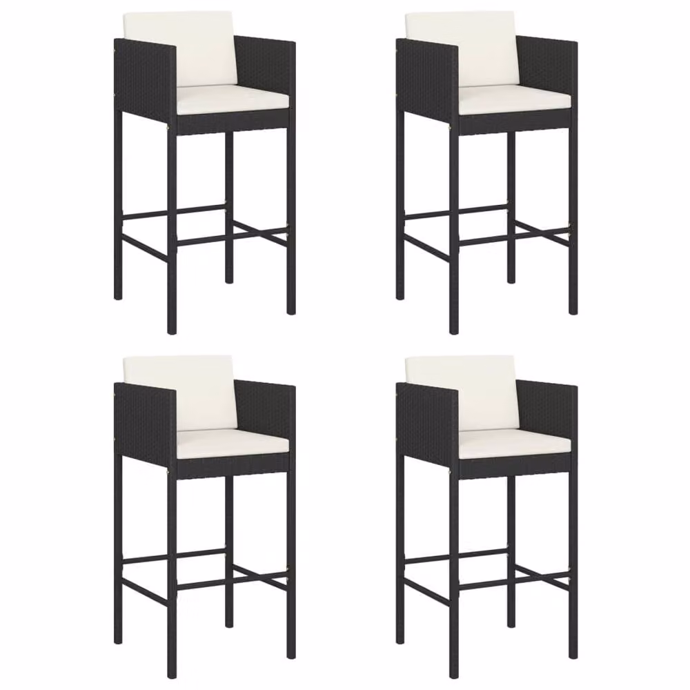 Berkfield Home 5 Piece Garden Bar Set with Cushions in Black Poly Rattan – 2