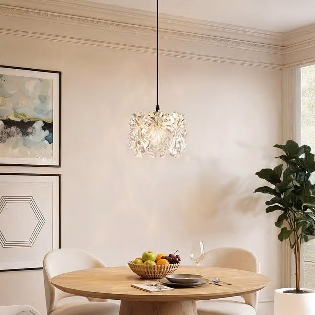 Livingandhome Modern Gold and Brass Metal Pendant Lamp with Transparent Glass Shade