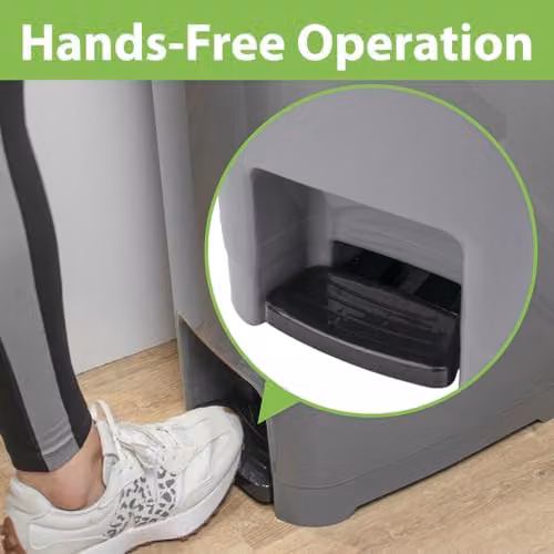 JVL Slim Plastic Lidded Foot Pedal Waste Bin, 40L, Grey, W/D/H: 31.0 x 44.5 x 55.5 cm – 4