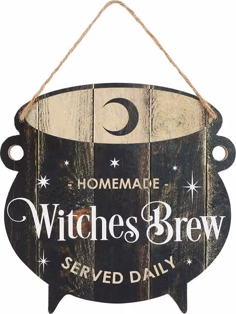 Something Different Witches Brew Cauldron Hanging Sign, Black, W/D/H: 25 x 25 x 25 cm
