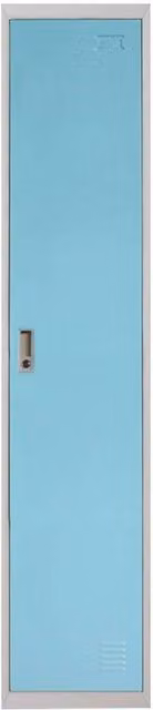 FORGEVIO Lockable 1 Door Metal Locker Cabinet in Matt Blue, H 180 x W 38 x D 42 cm