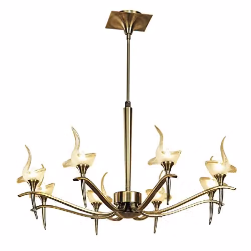 Inspired Mantra Fusion Viena Round Telescopic Pendant Light, 8 x G9, Antique Brass and White