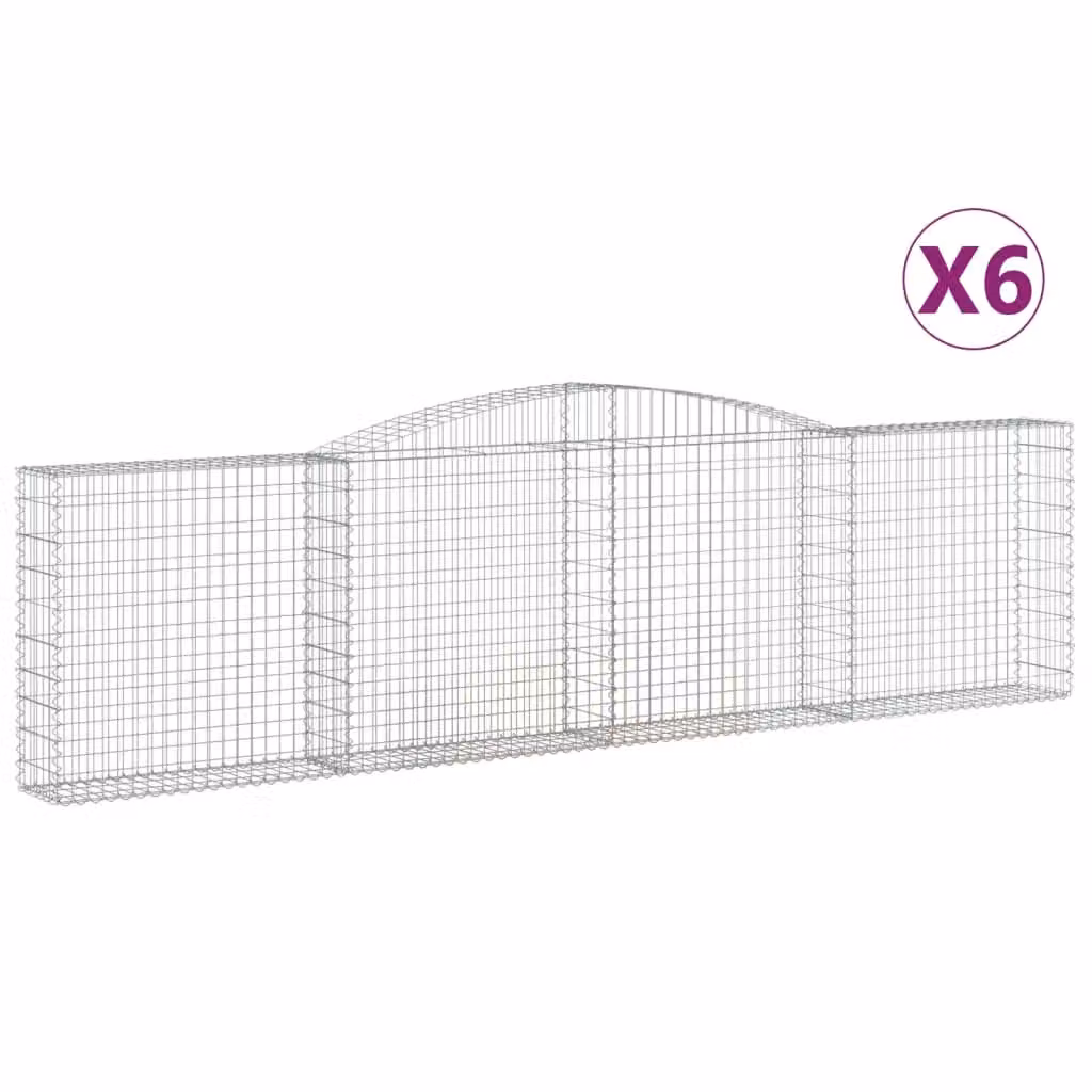 Berkfield Home Arched Gabion Baskets, 6 Piece Set, Silver Galvanised Steel, W: 400 cm, D: 30 cm, H: 100-120 cm – 2