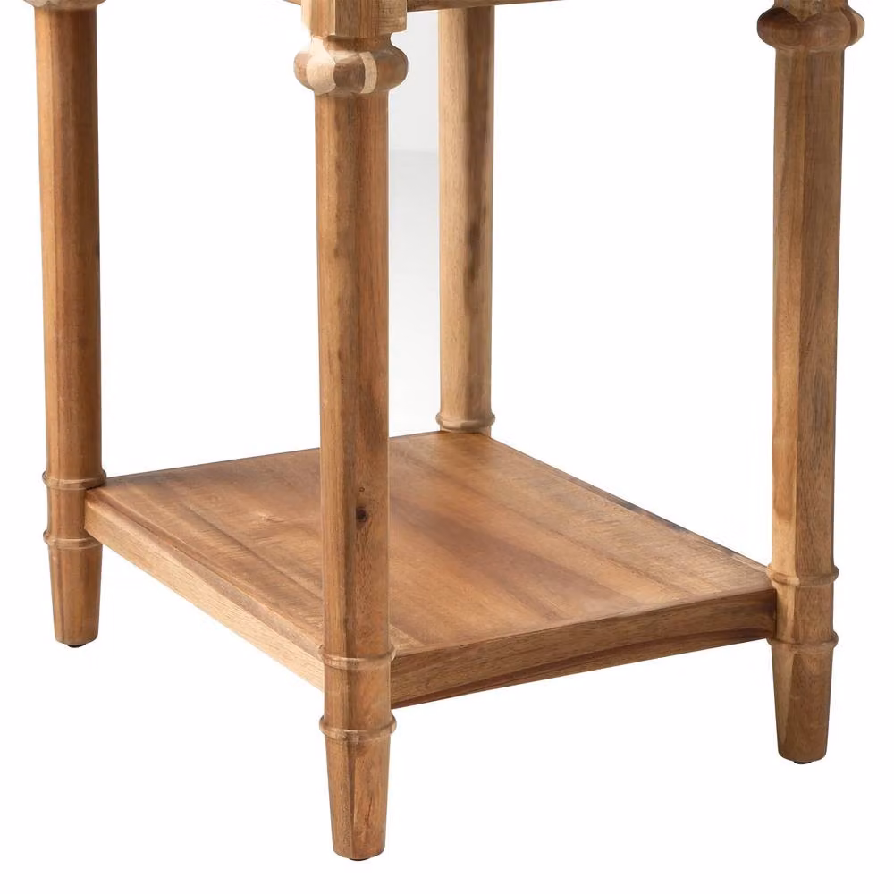 Signature Georges Bedside Table with 1 Drawer in Aged Solid Acacia, Dark Brown, W/D/H: 35.0 x 45.0 x 65.0 cm – 5