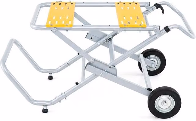 VOGREX Heavy Duty Portable Folding Table Saw Stand with 20cm Wheels in Yellow