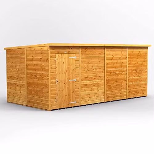 Powersheds Premium Pent Wooden Garden Shed in Brown with 12mm Extra Thick Timber and Security Features (Windowless) W/D/H: 240.4 x 260.4 x 260.4 cm