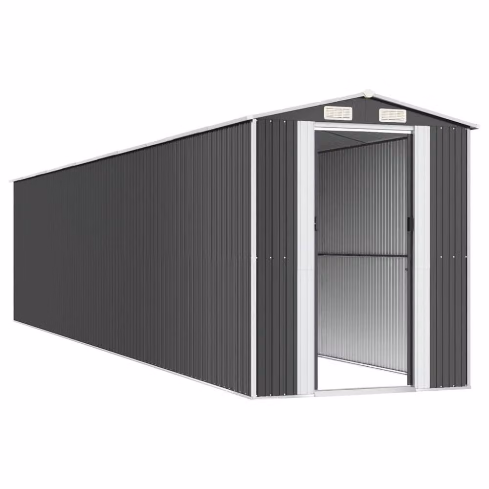 Berkfield Home Modern Anthracite Garden Shed in Galvanised Steel with Sliding Doors and Side Vent, W/D/H: 938 x 192 x 223 cm – 4
