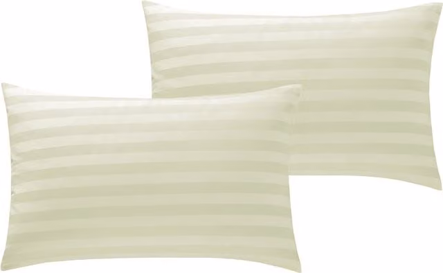 Roseley 250TC Mako Satin Striped Cotton Duvet Cover and Pillowcase Set, White, W: 90 cm x H: 200 cm