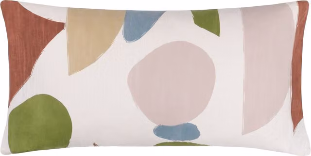 Meta Abstract Multicolour Rectangular Cotton Cushion with Feather and Polyester Filling