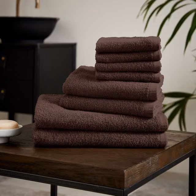 Catherine Lansfield 8 Piece Quick Dry Cotton Towel Set in Chocolate Brown – 1