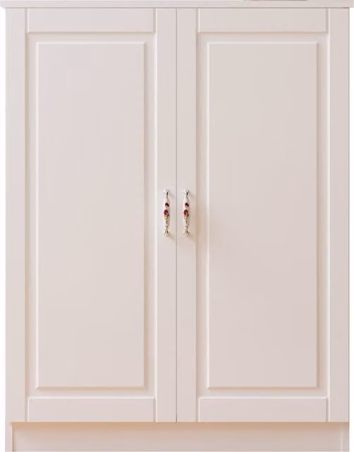 Maisons du Monde Modern White Matt MDF Shoe Cabinet with Hinged Doors, W/D/H: 100 x 35 x 70 cm