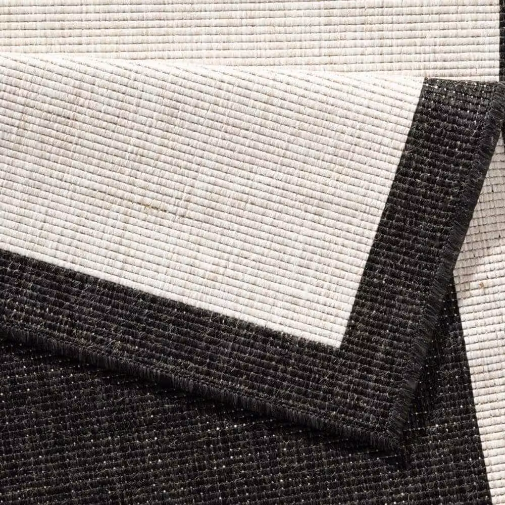 THE RUGS Panama Reversible Indoor Outdoor Flatweave Rug with Border, Black, W/D: 160 x 230 cm – 2