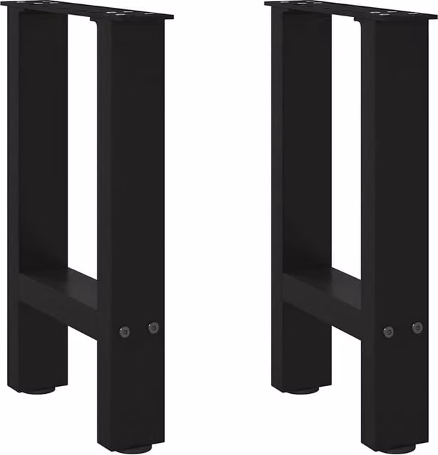 Berkfield Home Matt Black Steel Coffee Table Legs, 2 Pieces, W: 28 cm, H: 42-43 cm