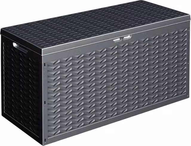 Havendro 320L Black Plastic Garden Storage Box with Wheels – 1