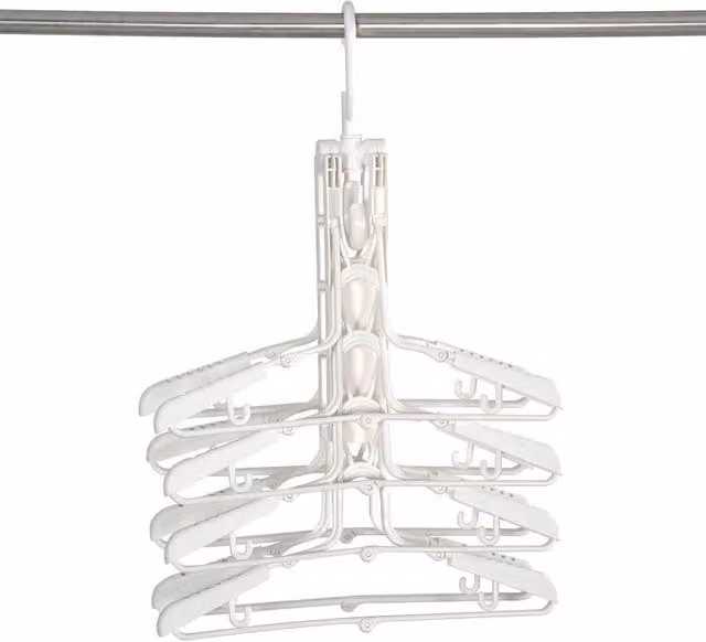 KORVIXA Non-Slip Folding Plastic Coat Hangers in White with Swivel Hook