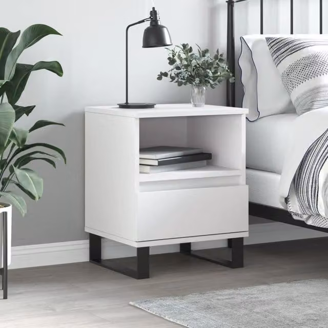 Berkfield Home White Modern Bedside Cabinet W/D/H: 40 x 35 x 50 cm – 1