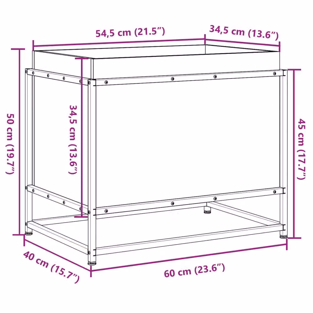 Berkfield Home Garden Planter in Brown Solid Wood and Steel, W: 60 cm, D: 40 cm, H: 50 cm – 5