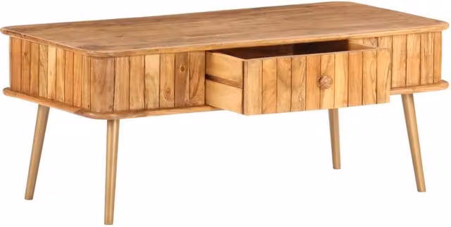 Berkfield Home Rectangular Coffee Table in Brown Solid Acacia Wood, W/D/H: 100 x 50 x 40 cm – 1