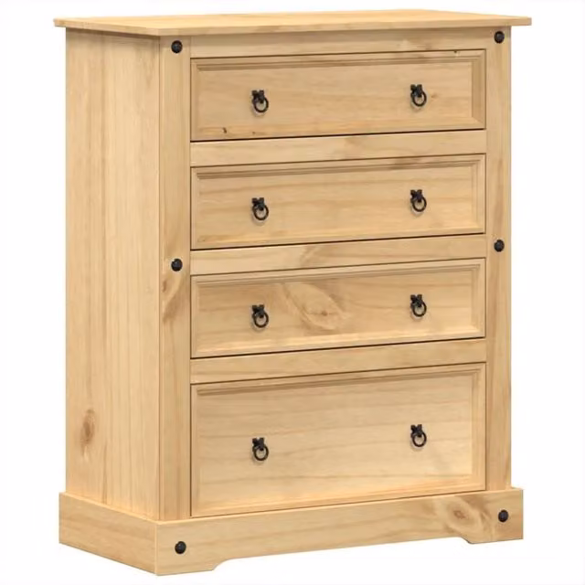 Berkfield Home Corona Chest of Drawers in Light Brown Solid Pine Wood, W/D/H: 92 x 48 x 120 cm