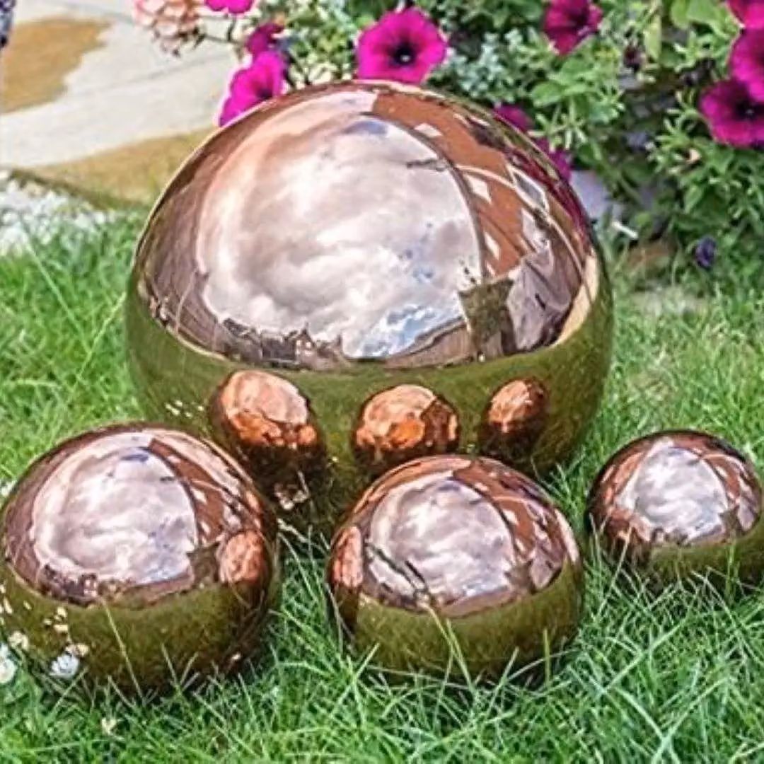 Primrose Bronze Copper Effect Stainless Steel Gazing Globe Sphere Garden Ornament, Diameter: 10 cm – 3