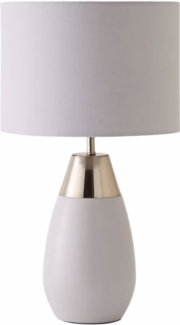 ValueLights Hurst Bulbous Large Dimmable Touch Table Lamp with Matching Drum Shade in Grey