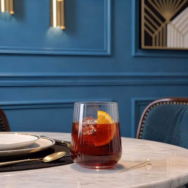 Argon Tableware Striped Lead-Free Crystal Tumblers, Pack of 6, 500ml, Transparent White
