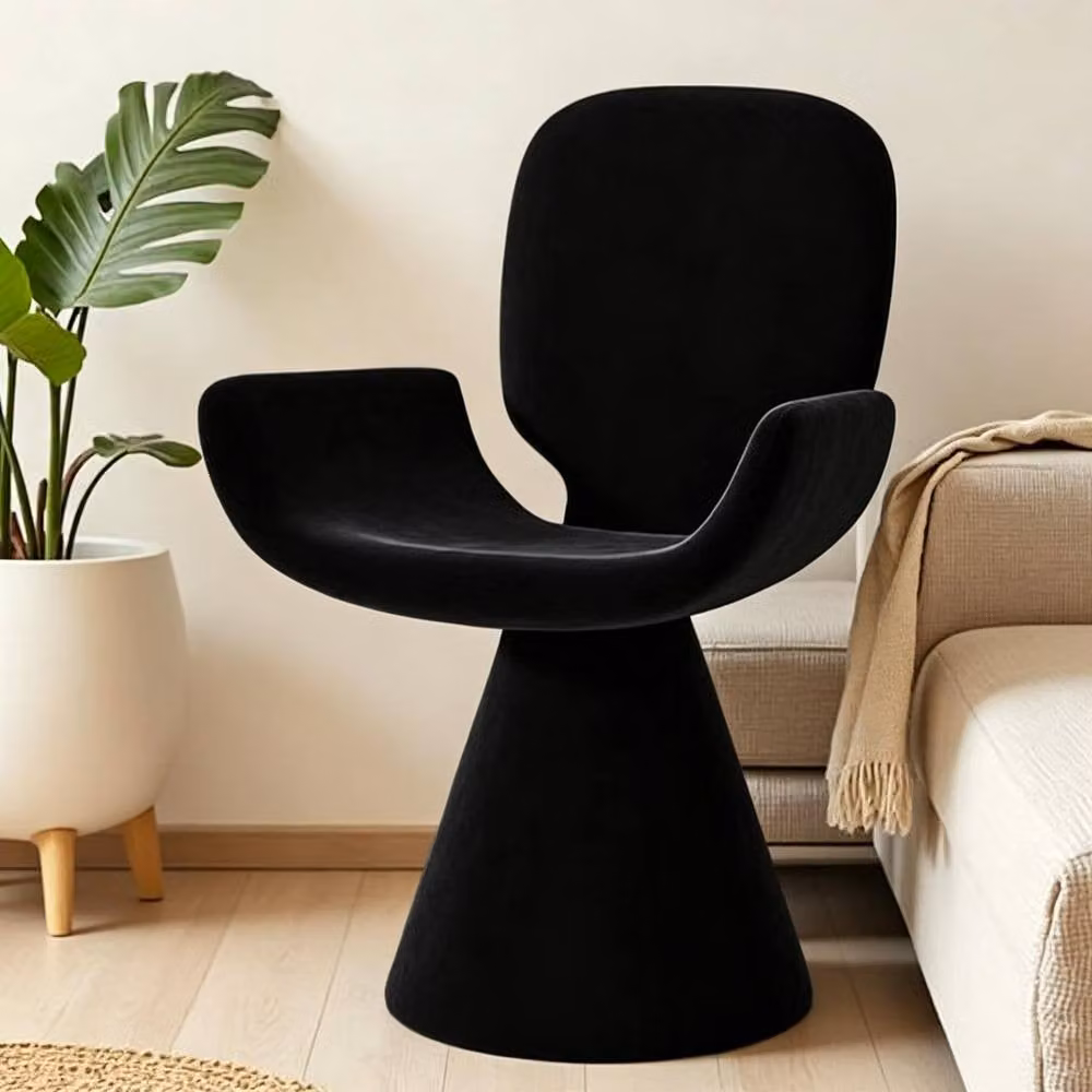 STILVORA Modern Rotatable Dressing Stool in Black Velvet – 2