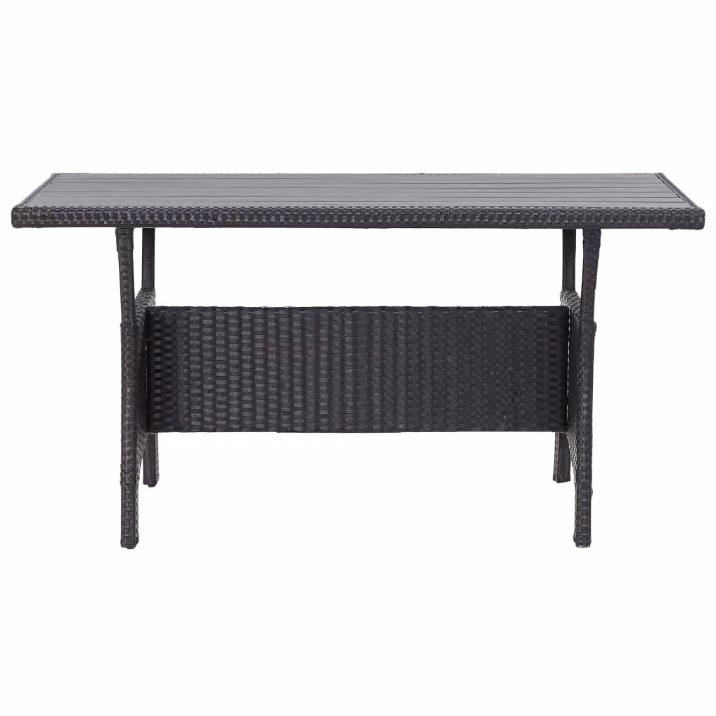 Berkfield Home Garden Table in Black Poly Rattan, W/D/H: 120 x 70 x 66 cm – 2