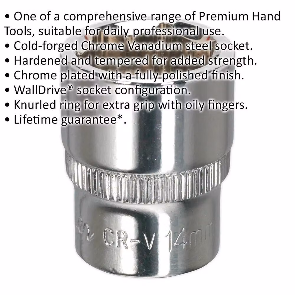 Loops 14mm Forged Steel Drive Socket with 1/4 inch Square Drive in Silver Chrome Vanadium – 2
