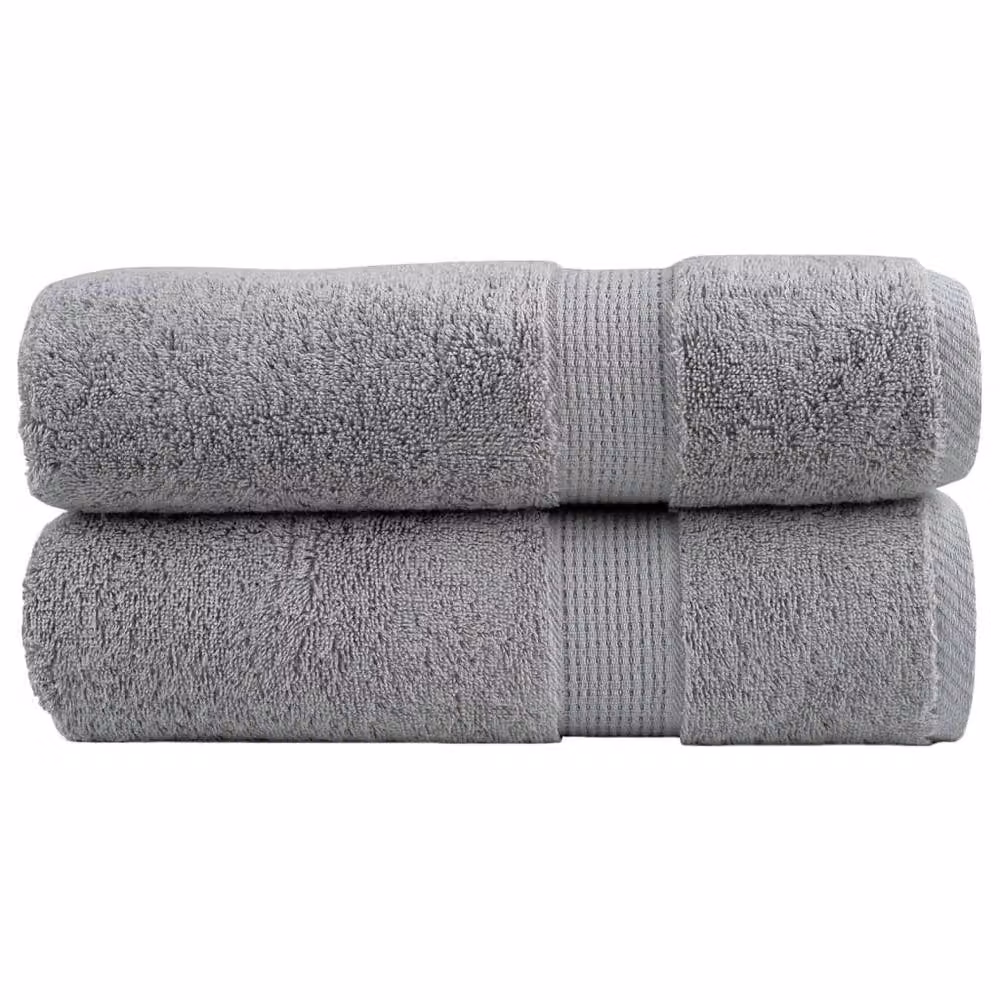 Berkfield Home SOLUND Premium Cotton Terry Bath Towels, Grey, 2 Pack, W: 150 cm, H: 100 cm, 600gsm – 2