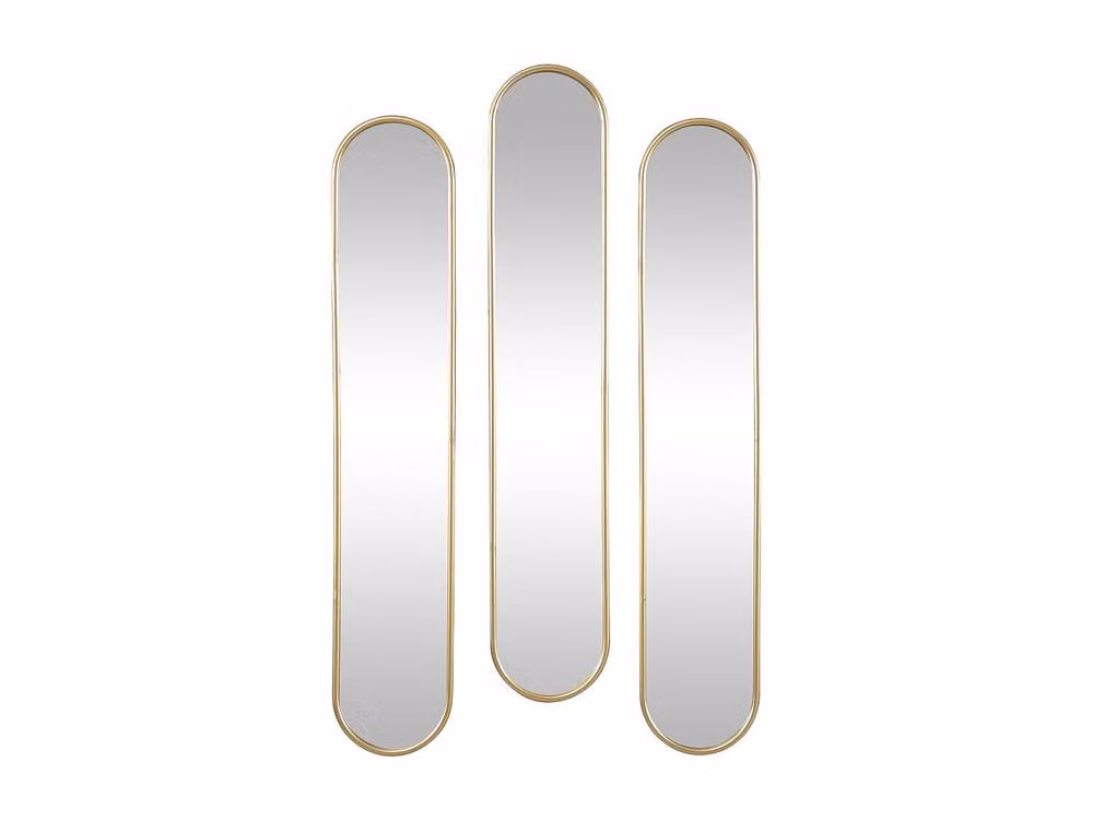 Vente-unique Jaylen Set of 3 Oval Metal Wall Mirrors in Gold, W: 23 cm, H: 120 cm – 2