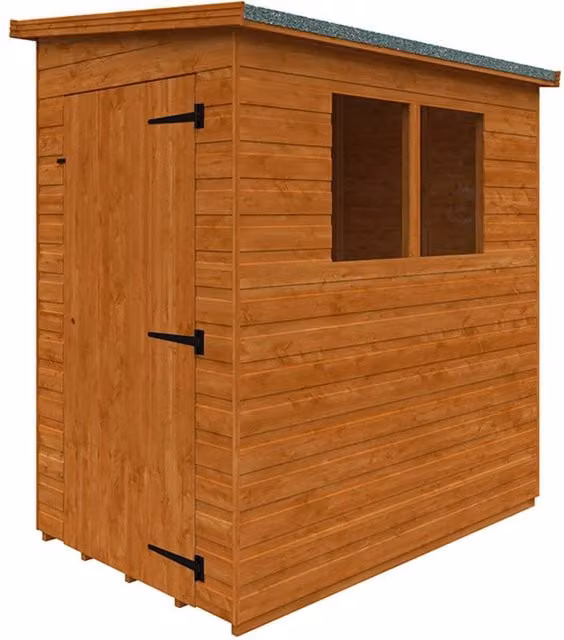 Buttercup Farm Lean-To Pent Shed in Burnt Orange, 115 cm x 183 cm x 204 cm, Solid Wood with Window and Single Door